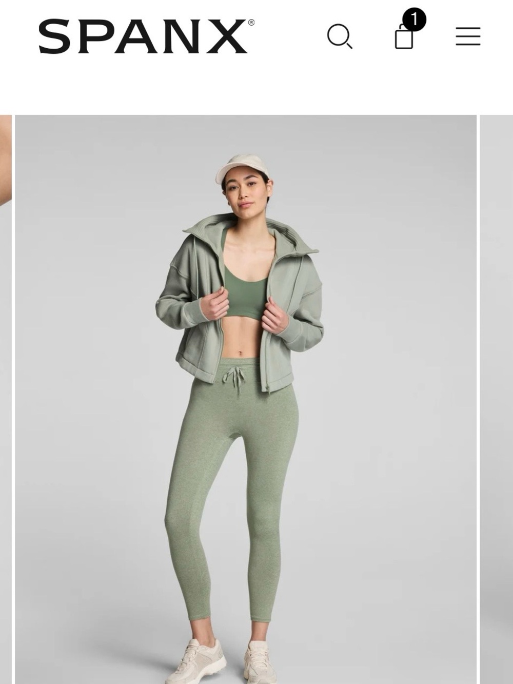 SPANX Soft Stretch 7/8 Leggings in sage leaf heather color. 1X go to comfort NWT